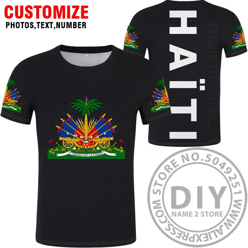 

HAITI Summer style Men Women Fashion Short sleeve T-shirts nation flag french haitian republic college print photo clothes