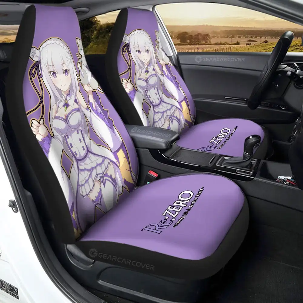 

Emilia чехлы на автомобильные сиденья Re:Zero Аниме Подарки для фанатов, 2 шт. Универсальный защитный чехол на переднее сиденье