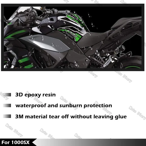Наклейка на топливный бак для Z1000SX Z 1000SX Ninja 1000 SX 2017-2024, масляная и газовая крышка, 3D наклейка, защитная водонепроницаемая крышка