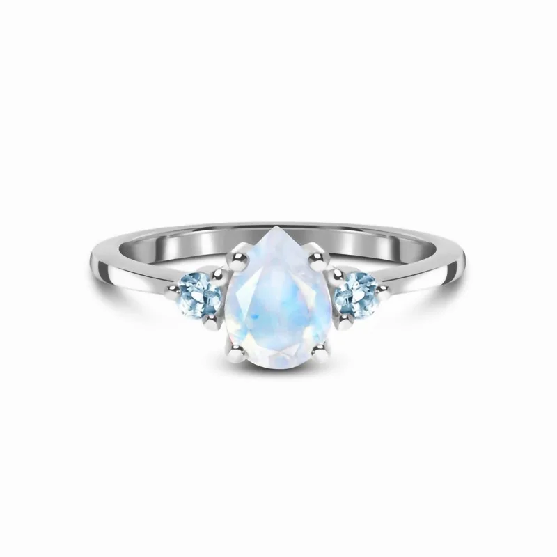 

Hot sale S925 sterling silver micro-zircon moonstone ring design sense versatile simple light luxury exquisite jewelry