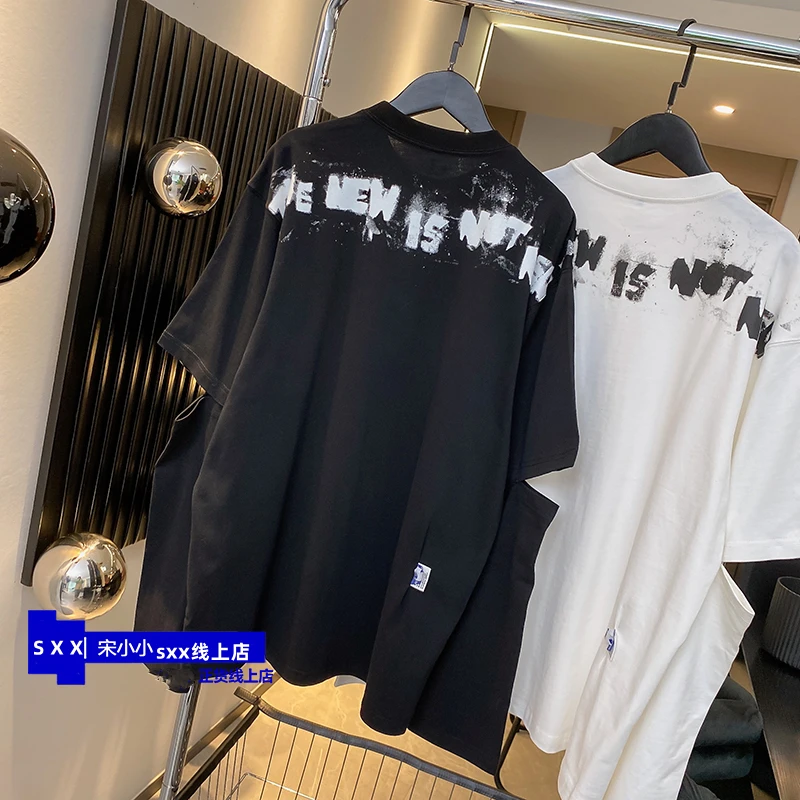 

ADER ERROR graffiti letters spring and autumn men and women loose thin fake two pieces open long-sleeved bottoming shirt t-shirt