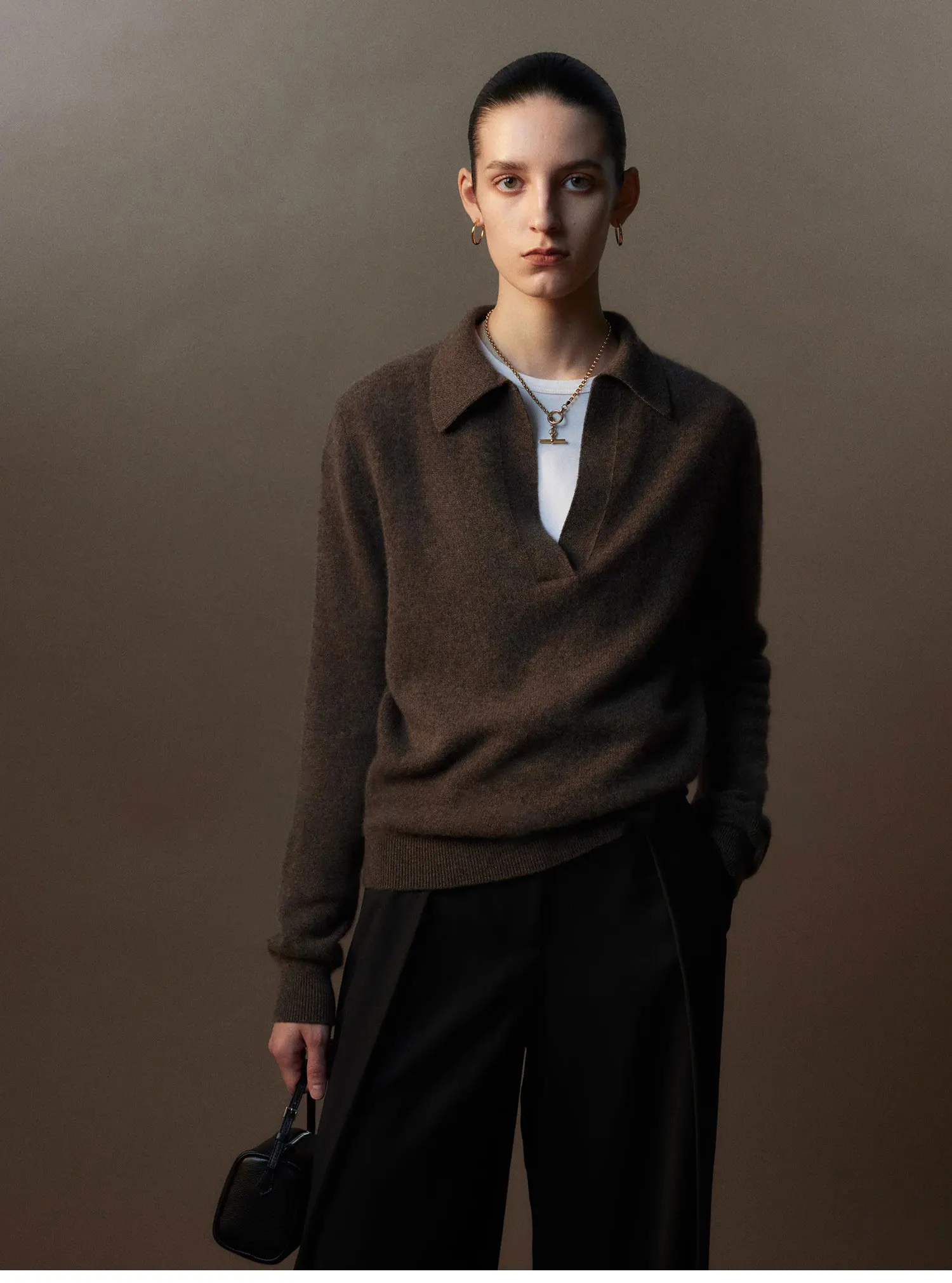 100% кашемировые Умные Ножницы поло воротник магазин вязаных свитеров