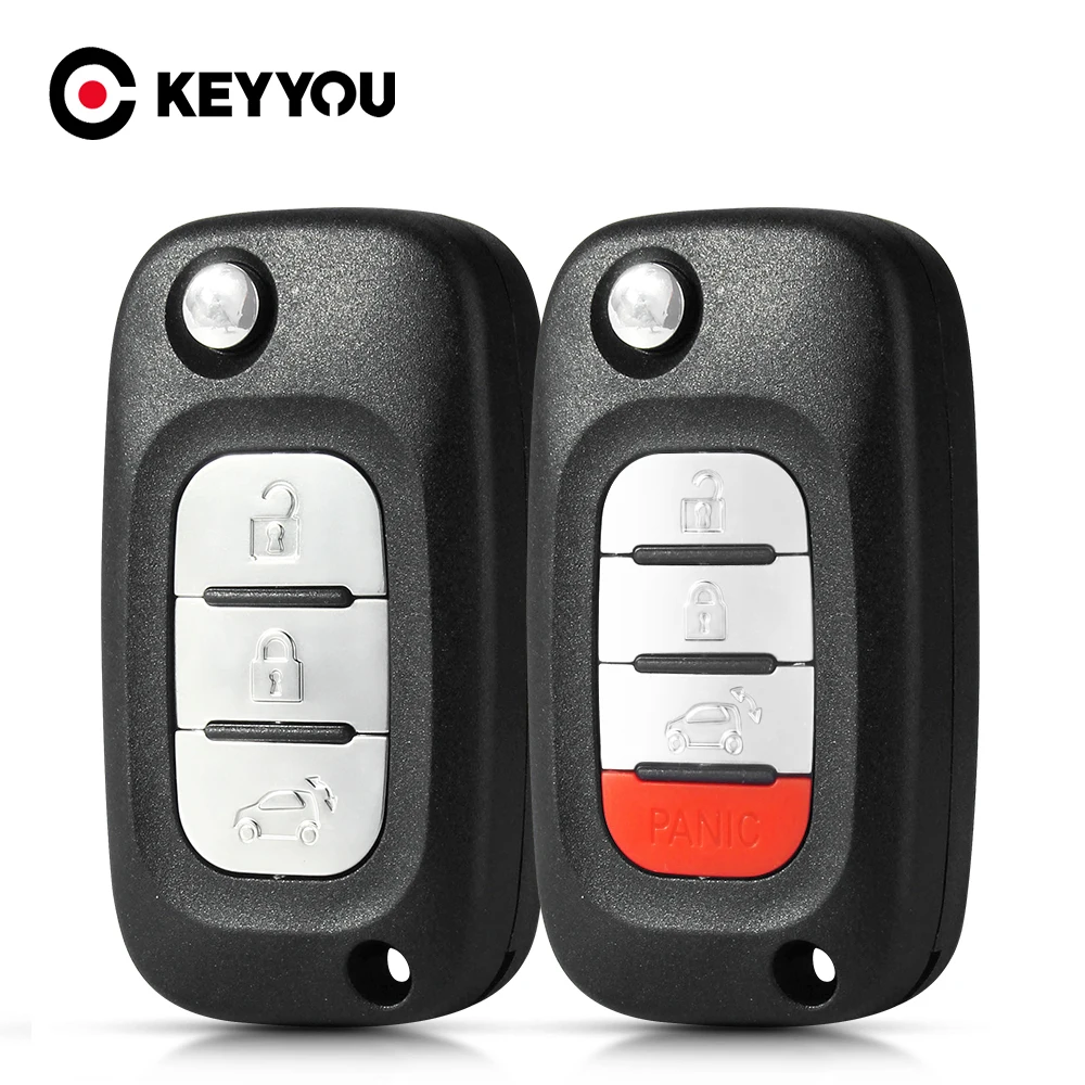 

KEYYOU 3/4 Button For Benz Smart Fortwo 453 Forfour 2015 2016 2017 Flip Remote Car Key Case Shell Fob Uncut Blade Replacement