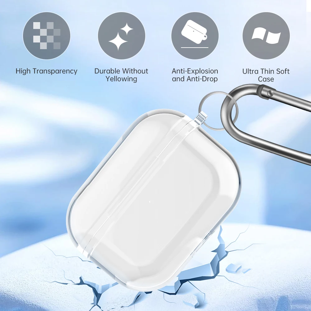 Прозрачный чехол для Apple AirPods 3-го поколения (2021) с брелоком совместимый 3 передней