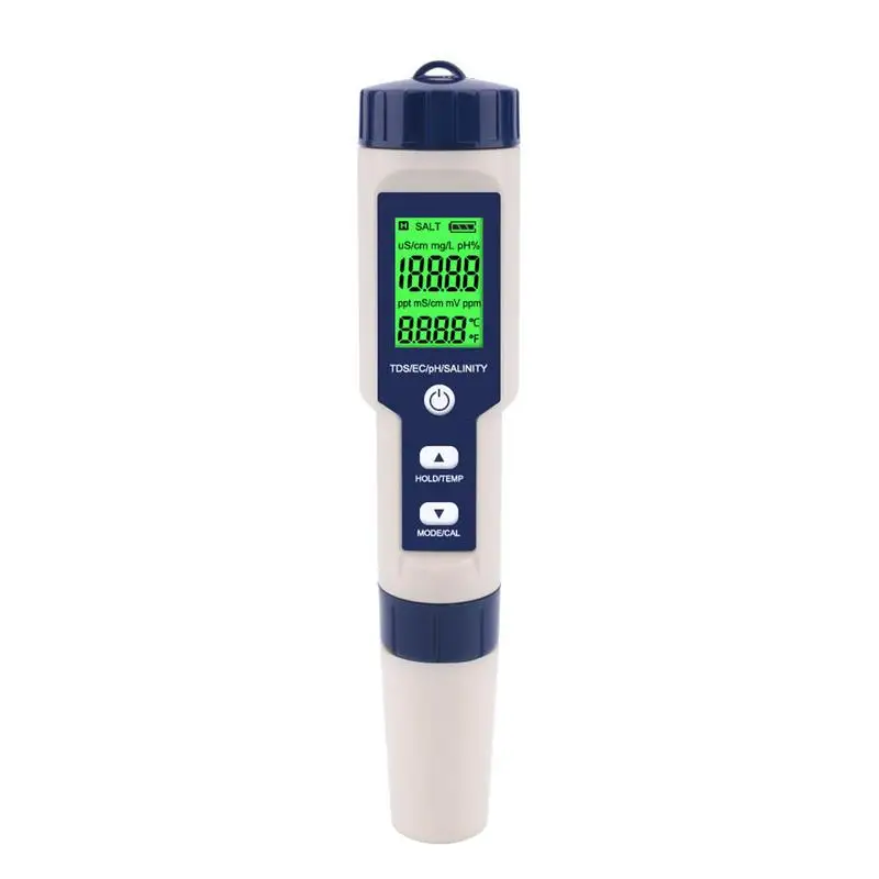

Цифровой тестер воды TDS 5 в 1, высокоточный Многофункциональный измеритель PH/солености/температуры/TDS/EC