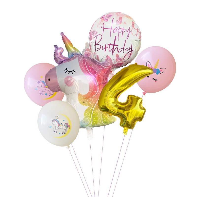 6 шт./компл. украшение для детского дня рождения с единорогом из алюминиевой