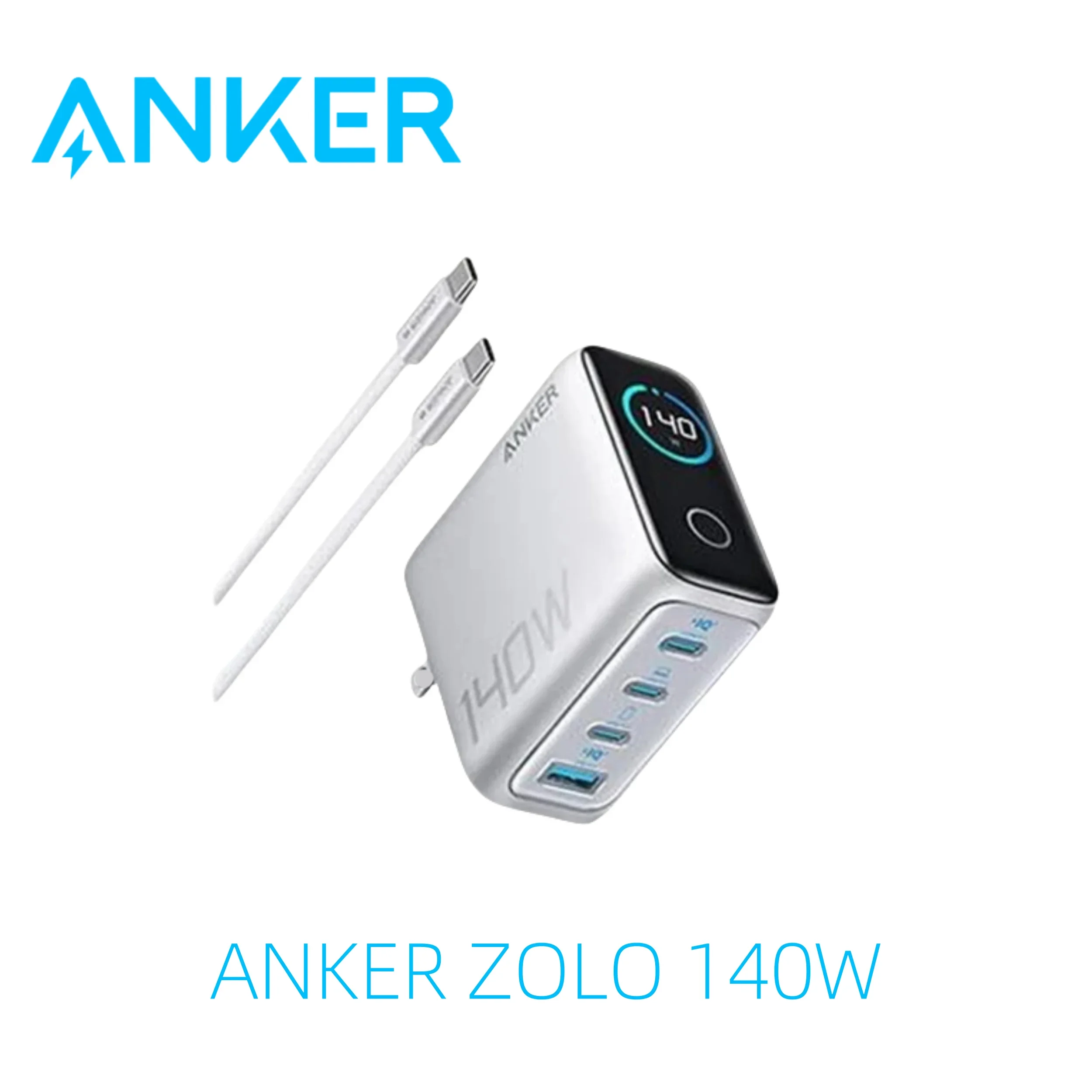 Anker ZOLO 140 Вт GaN 4-портовое зарядное устройство для ноутбука PPS iPhone MacBook Pro Air iPad Galaxy S24