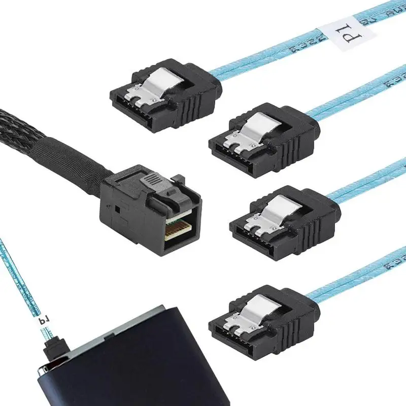 

Высокоскоростная передача данных с Mini SAS HD SFF-8643 To 4 SATA3.0 7pin кабель 12 Гбит/с 50 см медный кабель для жесткого диска 12 Гбит/с