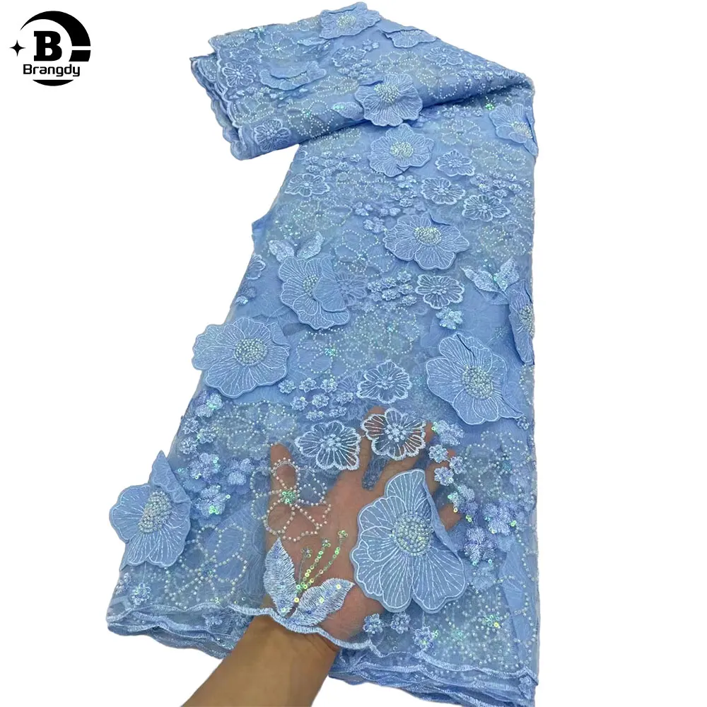 Высококачественная африканская молочная шелковая кружевная ткань Модный 3D