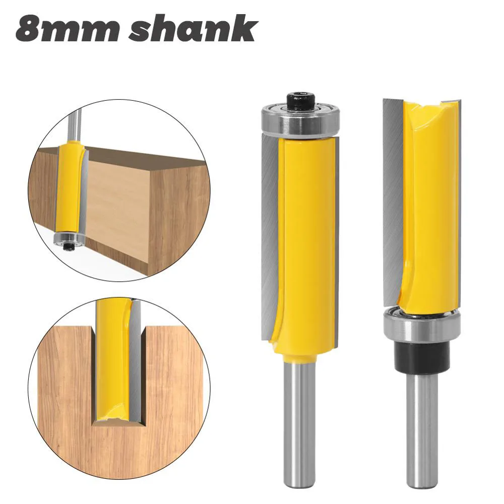

1PC 8MM Shank Milling Cutter Wood Carving Flush Trim Pattern Router Bit Top & Bottom Bearing Bits Milling Cutter For Woodworking