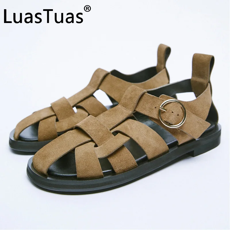 

LuasTuas New Women Sandals Real Leather Ins Summer Woman Shoes 2022 Roman Fashion Daily Vacation Female Footwear Size 34-40