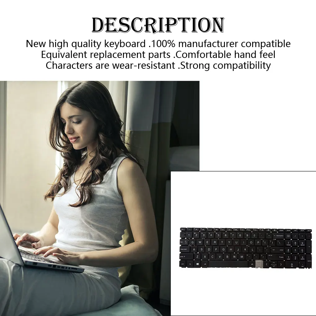 Keyboard Non Slide Keypad High Performance Replacement for HP ENVY 15-ED