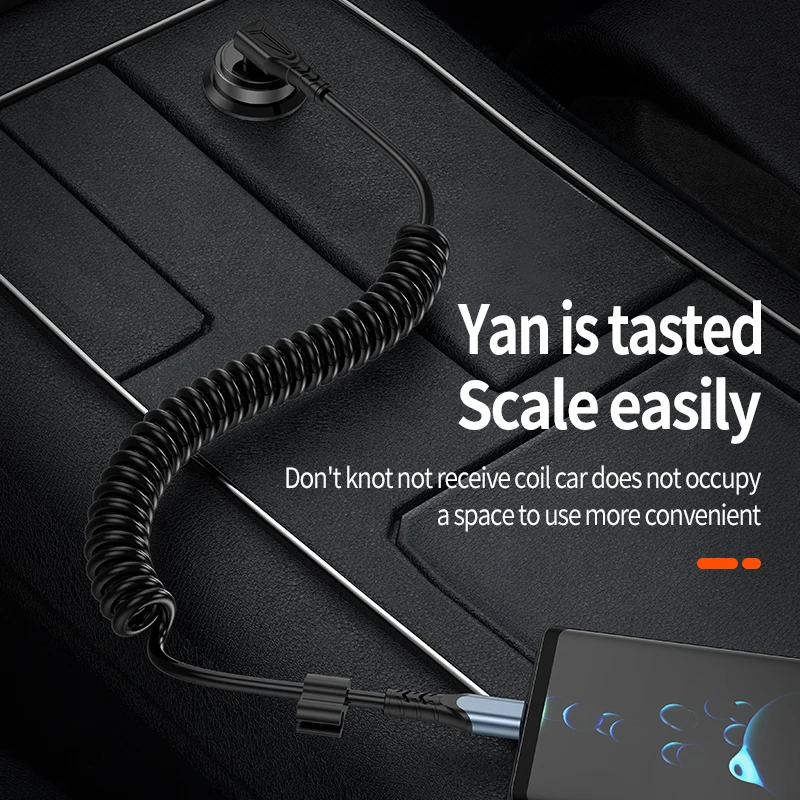 Elbow Car Spring Type C Charge Cable for Samsung Huawei Mate 50 Honer PD 60W 3A Fast Charging USB C Type-C Phone Charger Wire
