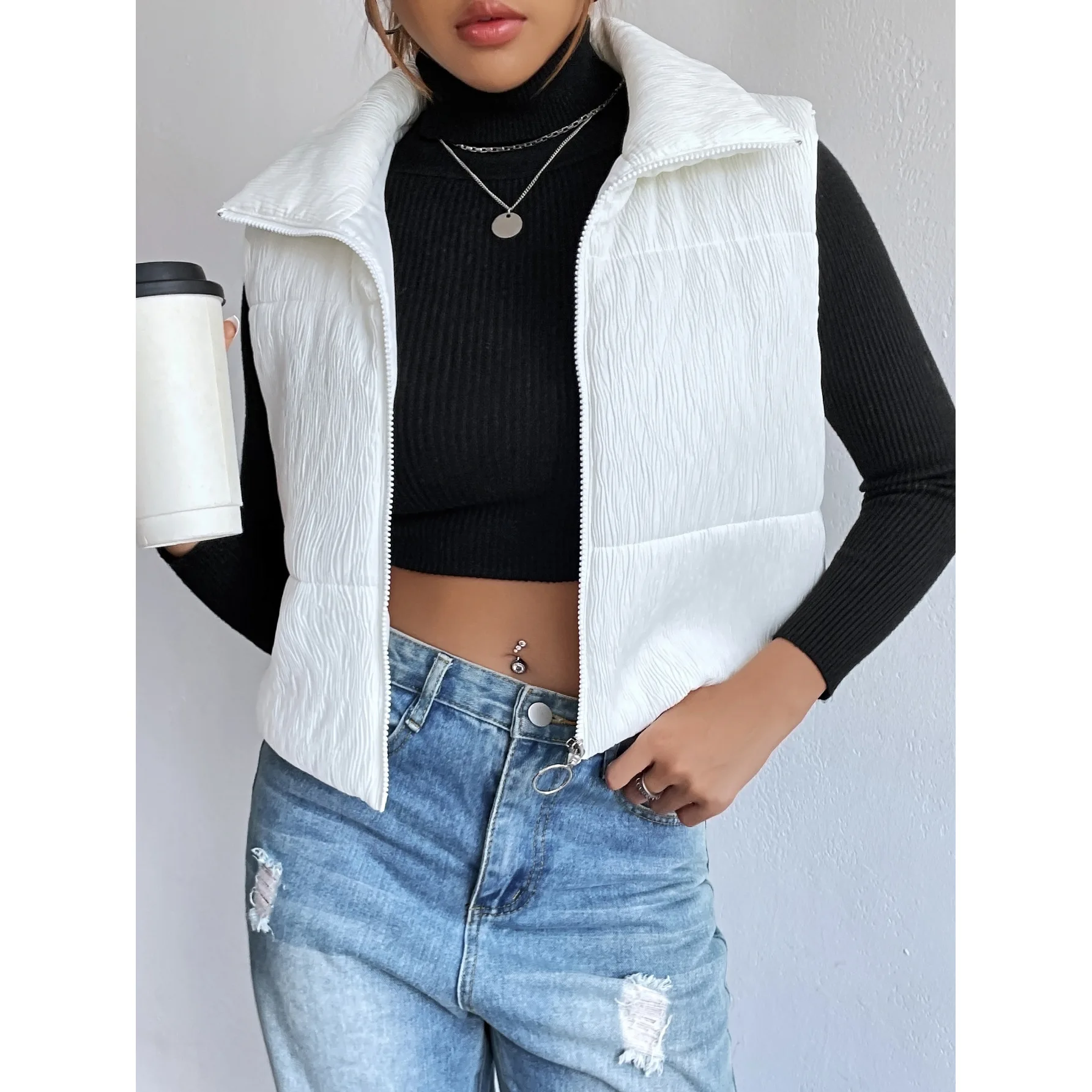 

Europe and the United States new women's lapel short waistcoat