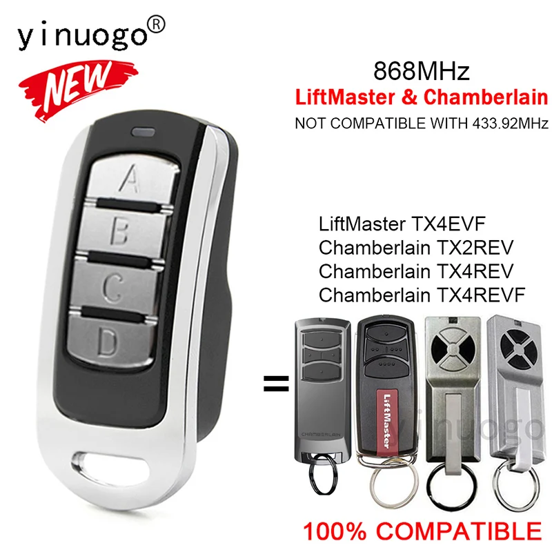

Liftmaster TX4EVF Chamberlain TX2REV TX4REV TX4REVF Garage Door Remote Control 868MHz Garage Door Opener Liftmaster TX4EVF 868