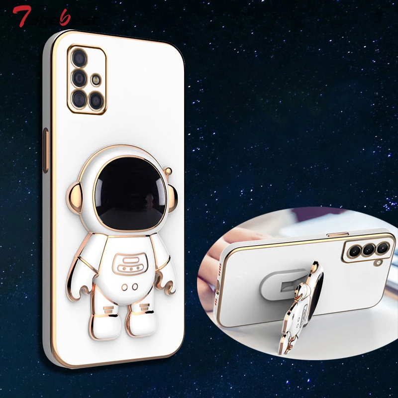 

Astronaut Bracket Plating Phone Holder Case for Samsung Galaxy A51 A71 A11 A21S A31 A10 A20 A30 A50 A70 A10S A20S 4G 5G Cover