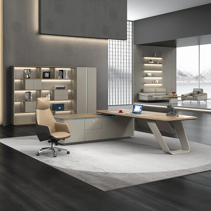 Роскошная Современная L-образная офисная мебель руководителя
