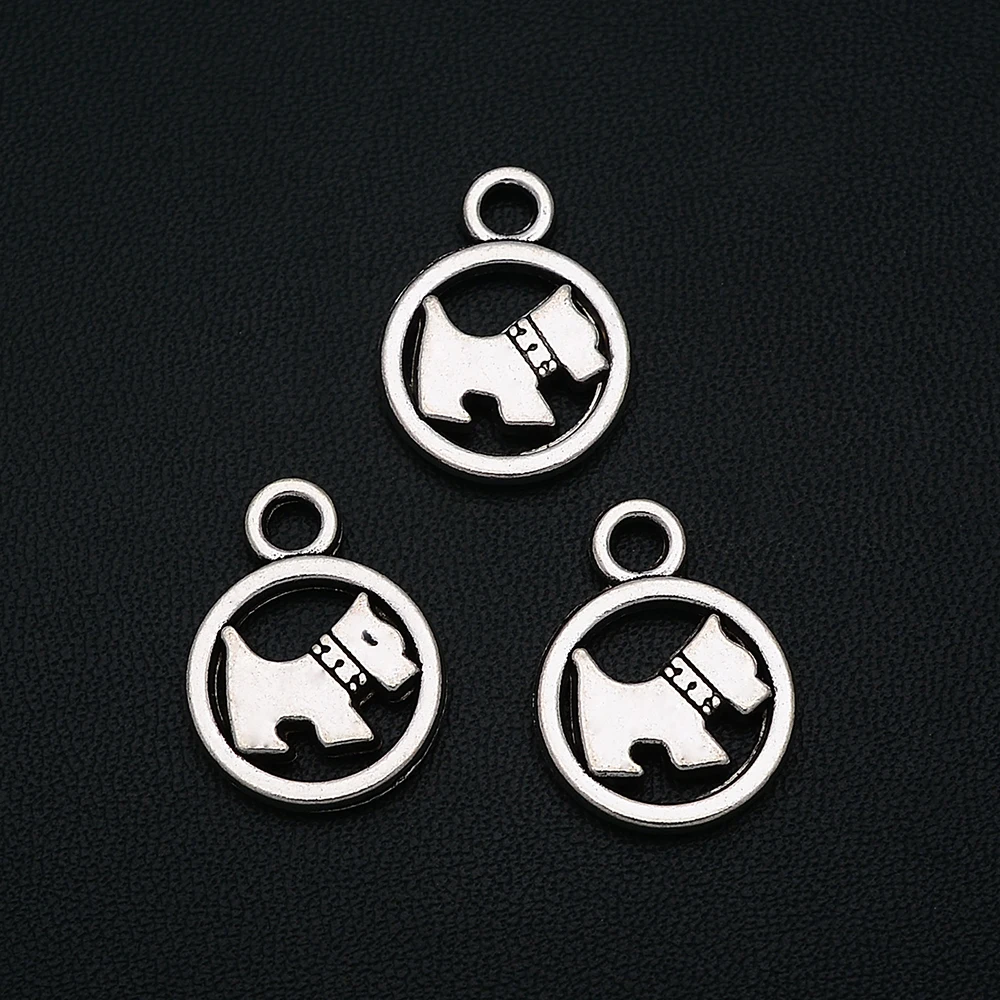 

5pcs/Lots 16x21mm Antique Silver Plated Cute Pet Animals Charms Dog Pendants For Diy Paired Earrings Designer Jewelery Supplies
