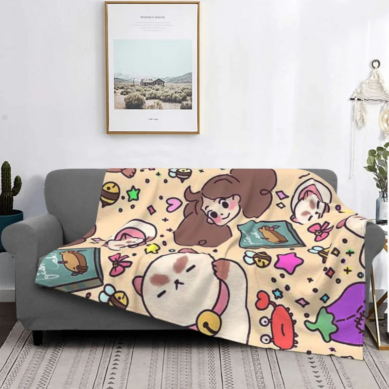 

Bee And Puppycat Blanket Fleece Awesome cute cartoon anime Super Soft Throw Blankets for Outdoor Travel Bedspread