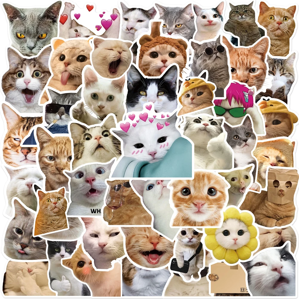 

10/30/50pcs Funny Kawaii Cat Meme Graffiti Stickers Cute Cartoon Decals Kids Toy Skateboard Phone Luggage Car Waterproof Sticker