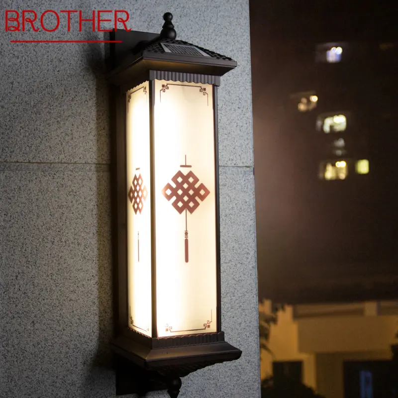 

BROTHER Solar Wall Lamp Outdoor Creativity Chinese Knot Sconce Light LED Waterproof IP65 for Home Villa Balcony Courtyard