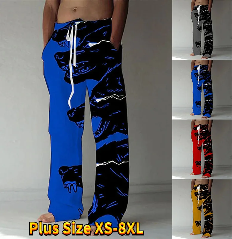 

Длинные прямые мужские брюки 2023, Длинные свободные брюки для бега, Свободные повседневные брюки с 3d принтом, модные спортивные брюки