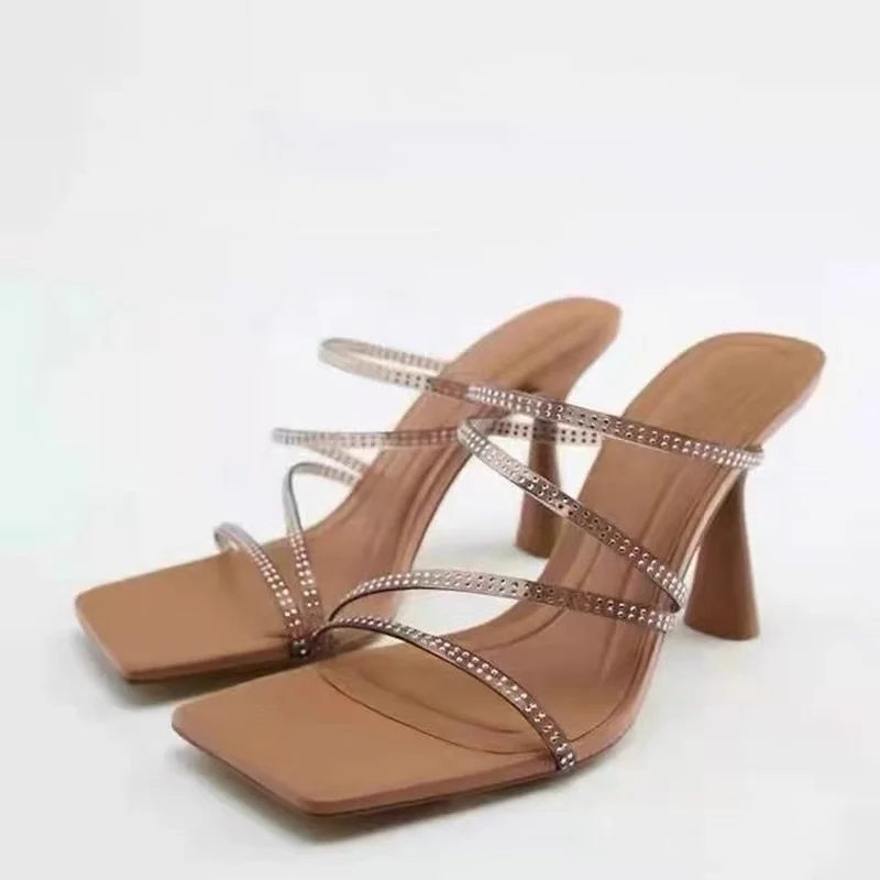

New 2022 Strap High-heeled Sandals Women's European and American Style Sexy Square Toe Open-toe Thick-heeled High-heeled Shoes
