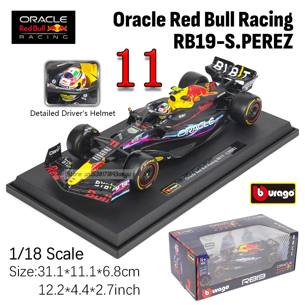 Новая модель автомобиля Bburago 1:18 Rb19 Las Vegas F1 Champion Red Bull 2023 гоночные автомобили Майами