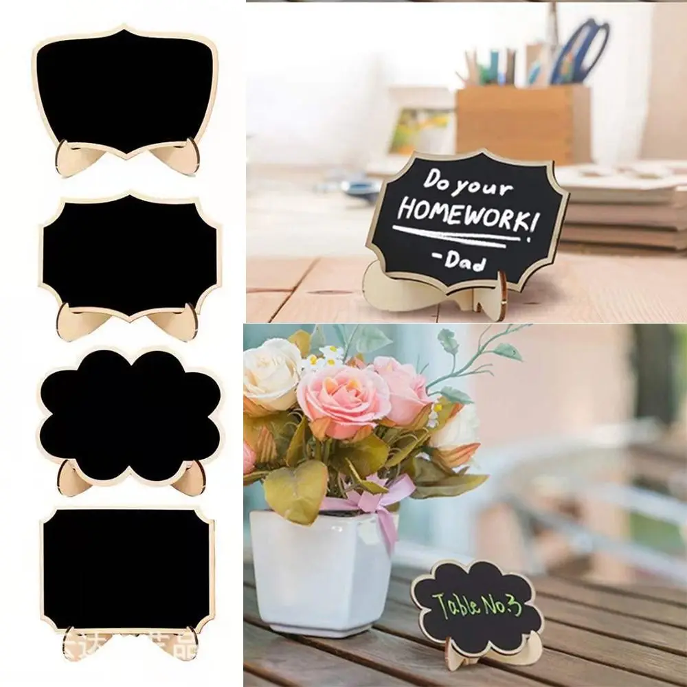 

10pcs Lace Shape Message Board Mini Wooden Easel Stand Table Place Card Memo Props Black Chalkboard Signs Wedding Party