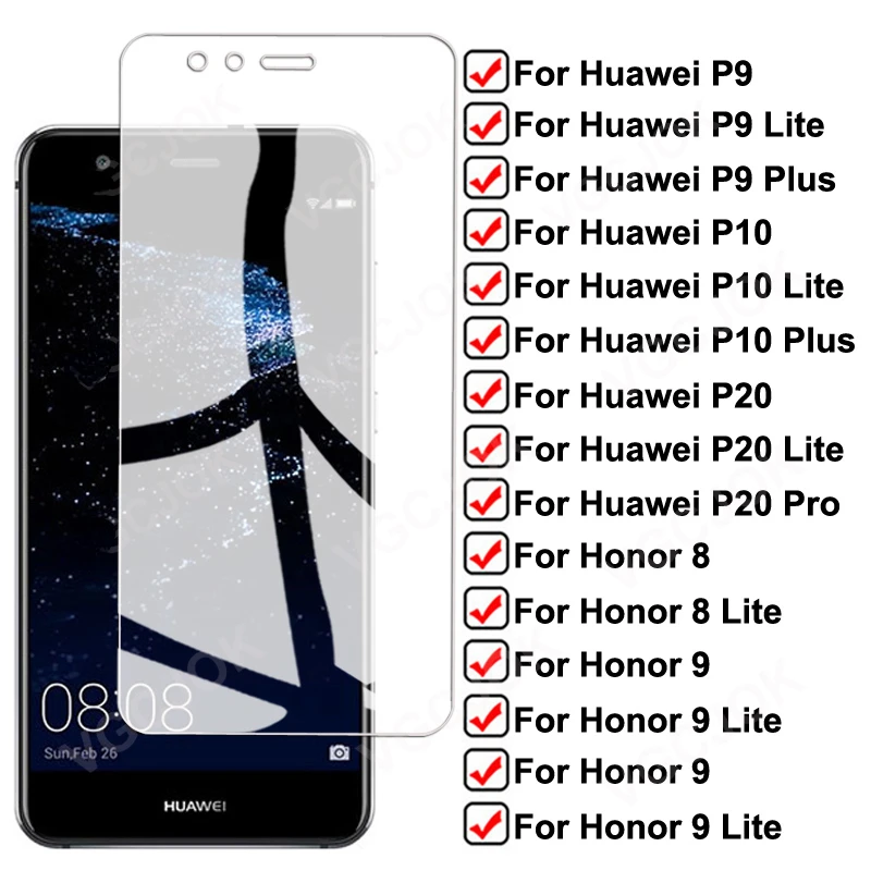 

Full Protection Glass for huawei P10 Plus P9 Lite 2016 2017 P20 Pro Tempered Screen Protector For Honor 8 9 10 Lite Glass