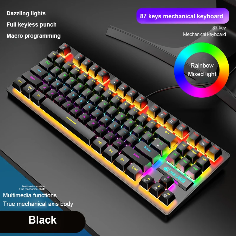 

RYRA 87-Key Gaming Mechanical Keyboard RGB Wired Gaming Keyboard Ergonomics Computer & Office Keyboards For PC Gamers Laptop