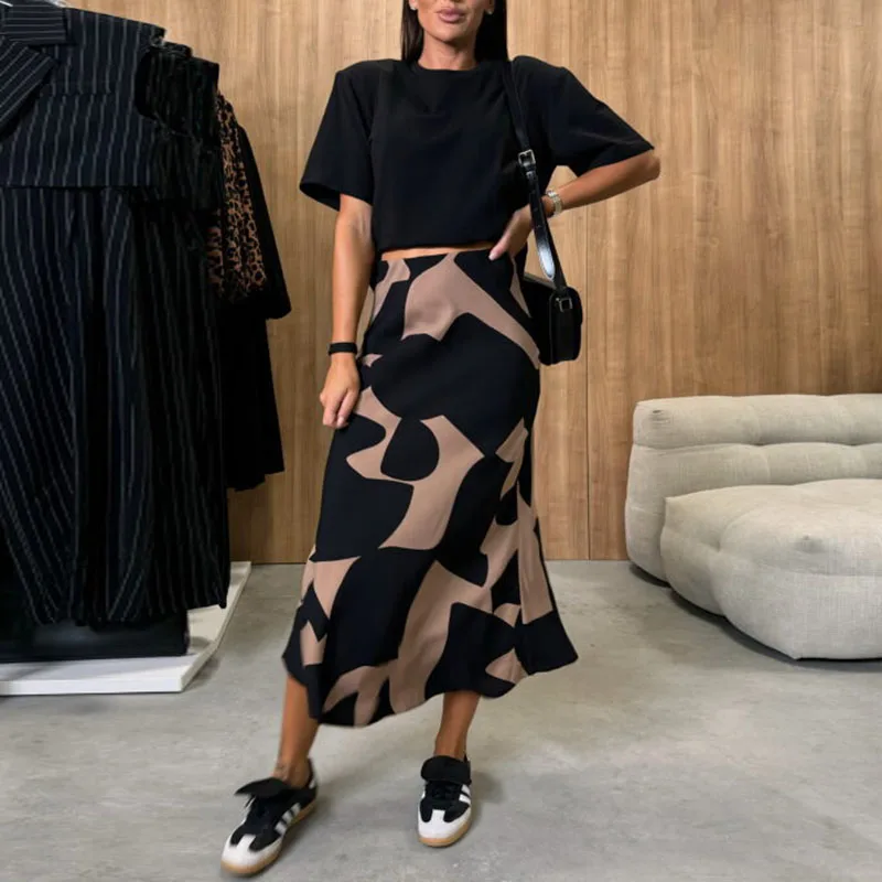 Осенне-зимняя новая женская мода юбки с высокой талией леопардовым принтом