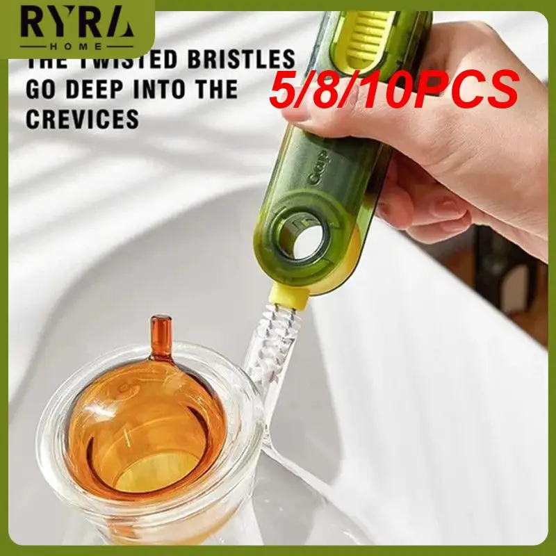 

5/8/10PCS Multi-functional Bottle Cap Detail Brush Milk Bottle Vacuum Cup Cleaning Brush Cup Brush Three In One Household
