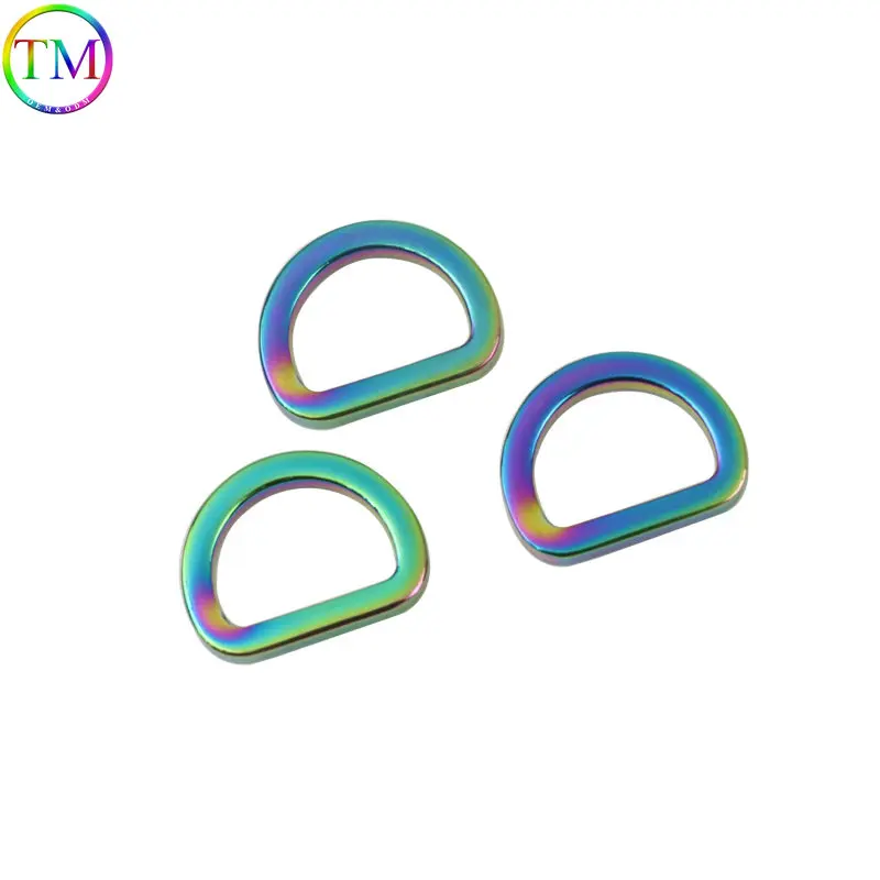 10mm 25mm 38mm Rainbow Metal D Buckles Lobster Clasp D Ring Chain Buckle Connectors For DIY Bag Purse Strap Belt Accessories