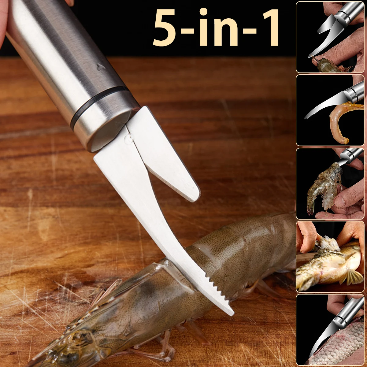 

Shrimp Opener 304 Stainless Steel Shrimp Line Remover Knife Fish Belly Slicing Peeler Kitchen Gadgets Seafood Cleanning Tool