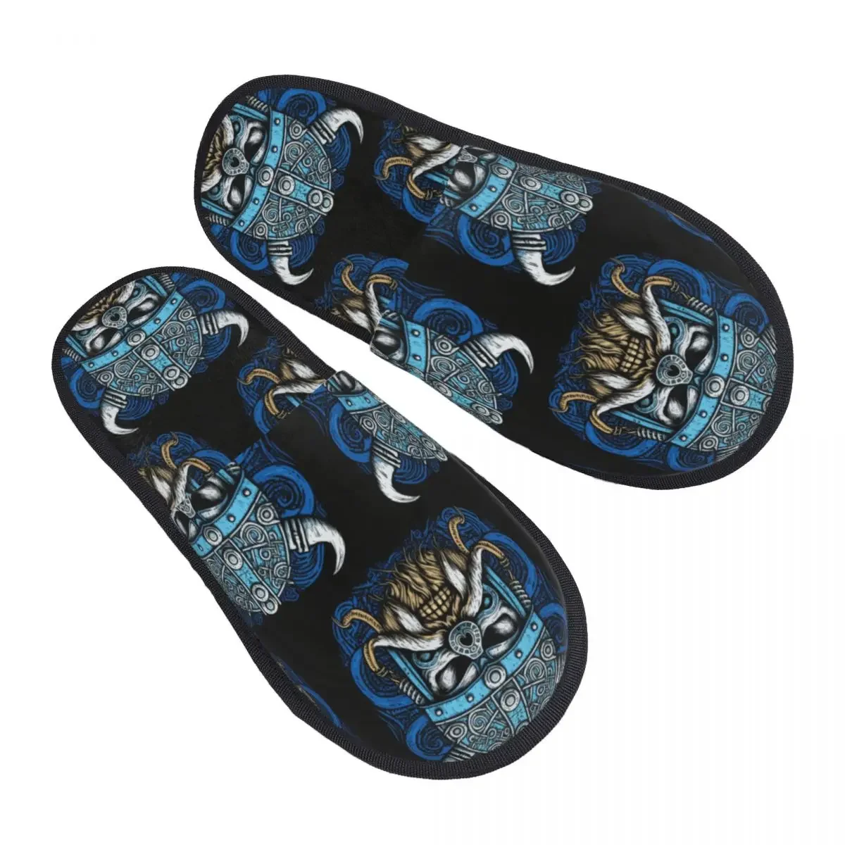 

Плюшевые домашние тапочки, стиль викингов, с черепом в искусстве, теплая мягкая обувь, домашняя обувь, Осень-зима