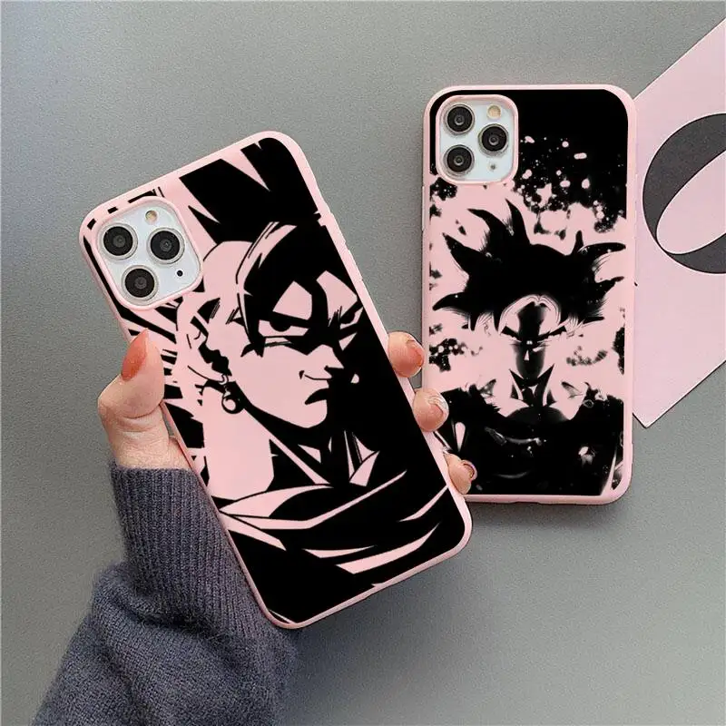 

Dragon Ball Z Line Art Sketch Phone Case For iphone 13 12 11 Pro Max Mini XS 8 7 6 6S Plus X SE 2020 XR Matte Candy Pink cover