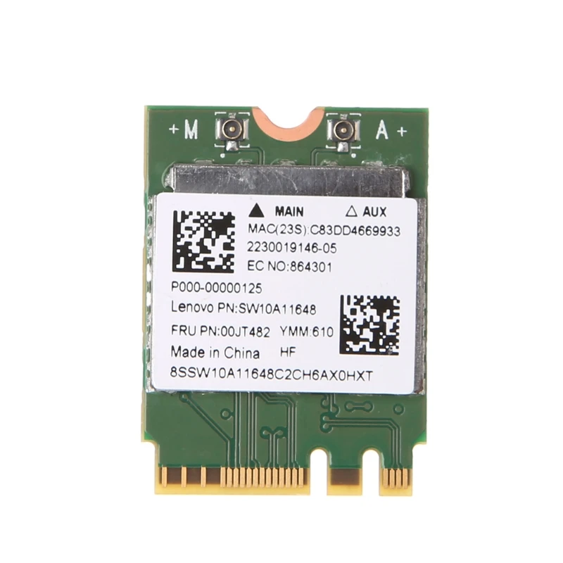 

Двухдиапазонная 2,4 + 5 ГГц 433M Bluetooth-совместимая беспроводная карта V4.0 NGFF M.2 для
