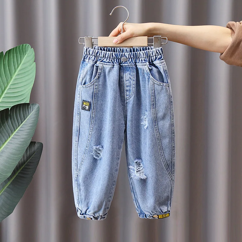 

Джинсы для мальчиков и девочек 2-7 лет, повседневные брюки из денима, свободные штаны, одежда на осень