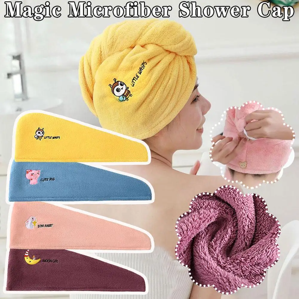 

Quick Drying Hair Towel Women Shower Cap Winter Bathroom Shower Bath Head Windproof Cap Hat Supplies Wrap Soft Girl Magic X6J2