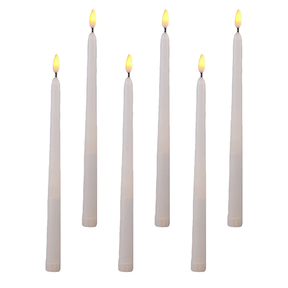 

6 Pcs Taper Candles Long Stick Lights LED Lamp Halloween Party Supplies Pole Decorative Plastic