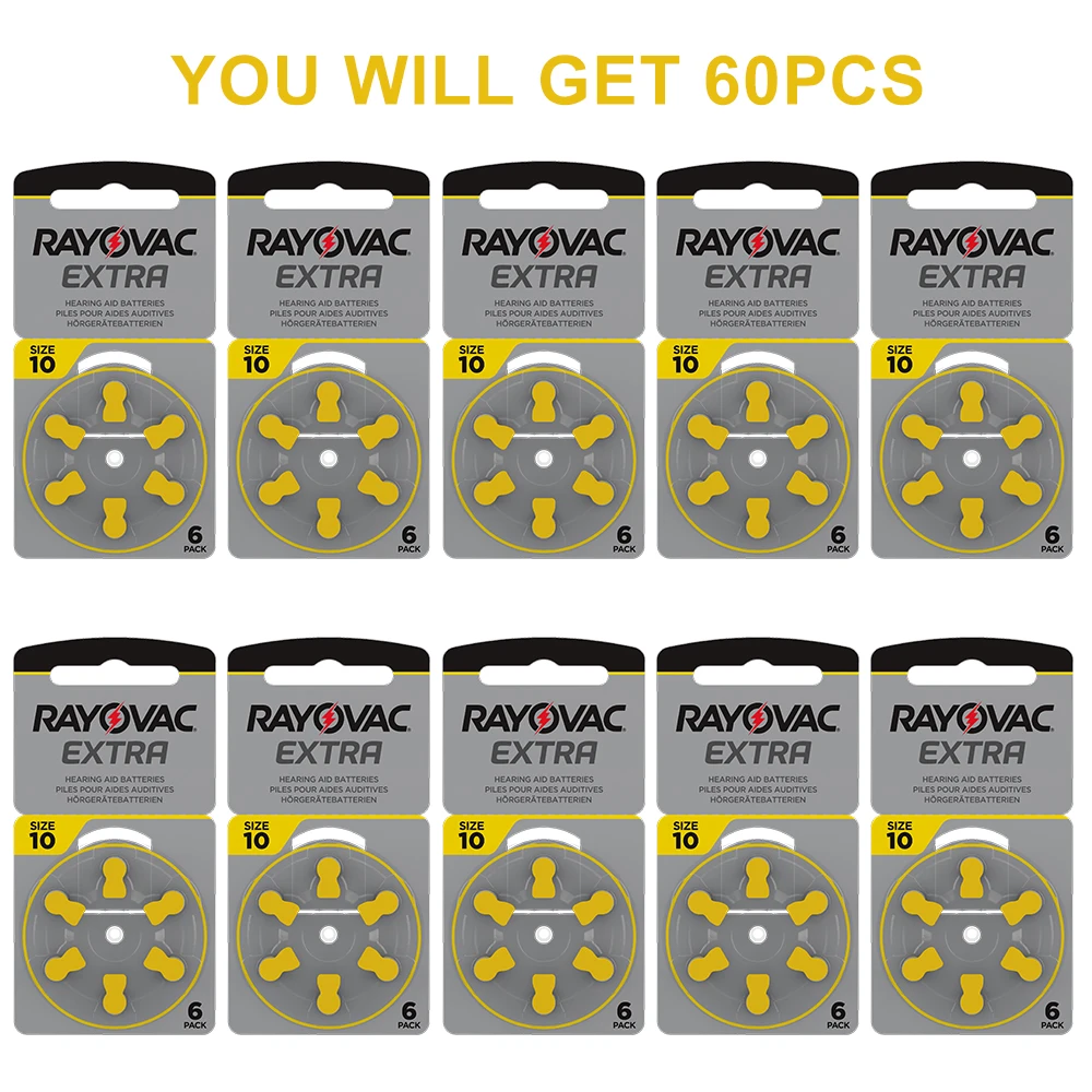 60PCS Hearing Aid Batteries Rayovac Extra Battery A10 10A PR70 Size 10 High Performance Zinc Air Battery For Digital Hearing Aid images - 6