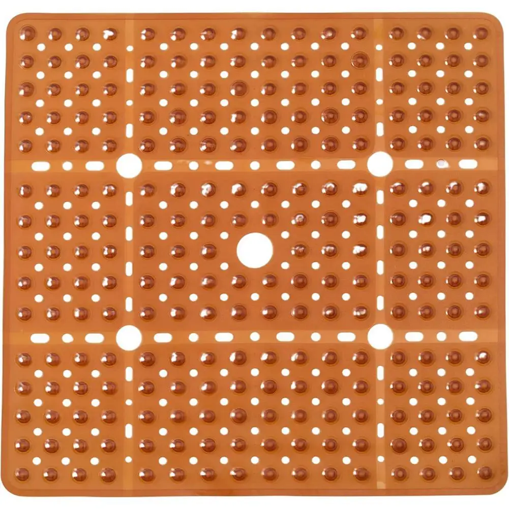 

Soft Bathroom Mat Large Square Shower Mat with Non Slip Surface Secure Suction Cups Ideal Bathroom Carpet with Drain Holes