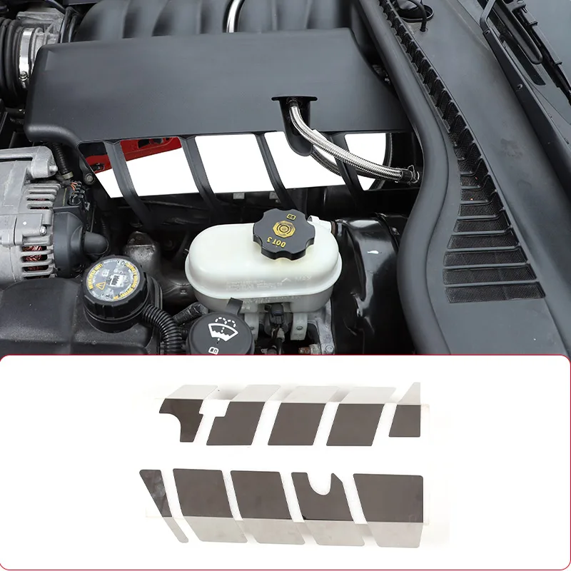 

For Chevrolet Corvette C6 2005-2013 Silver Stainless Steel Car Engine Hood Two Side Trim Sequin Stickers Car Accessories