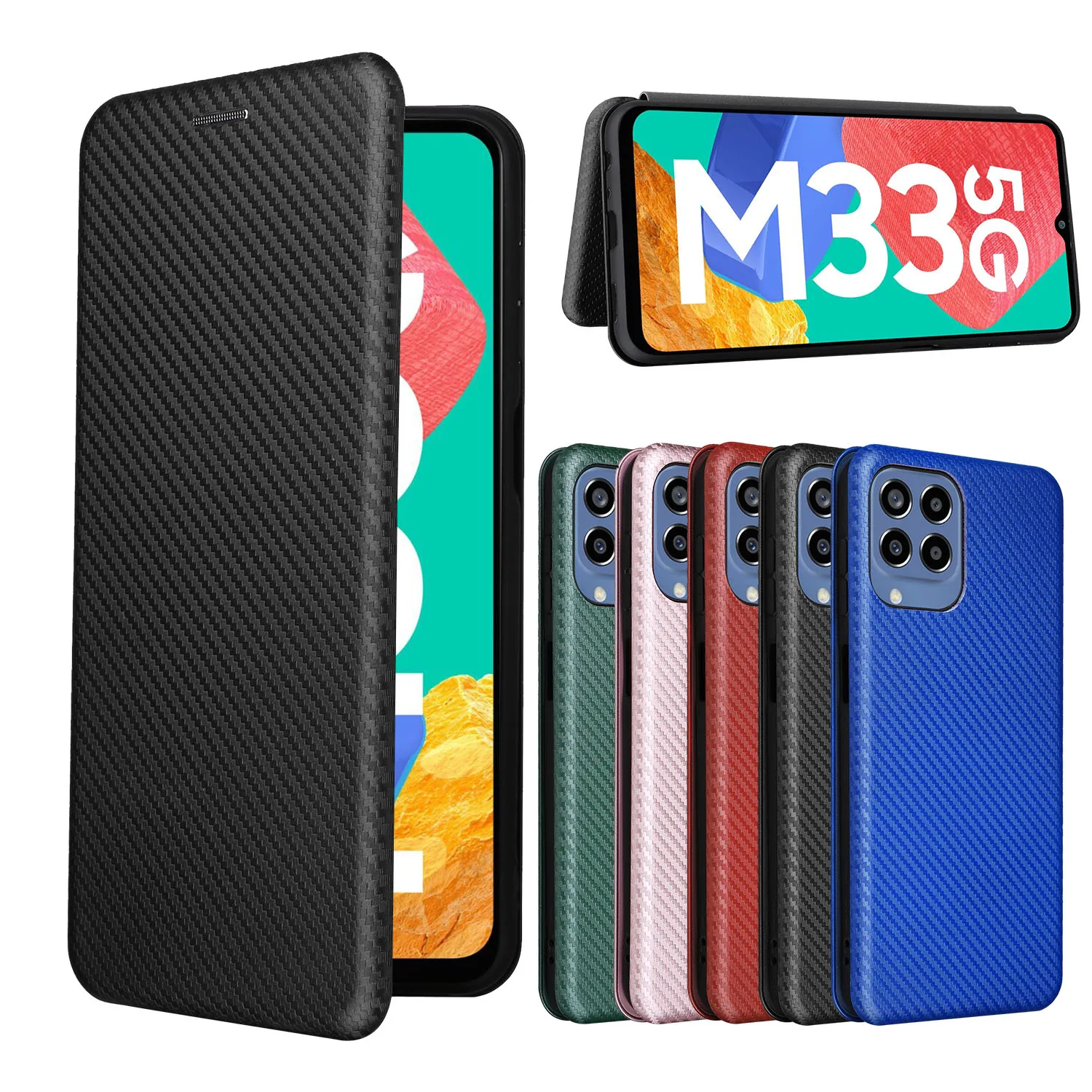 

Кожаный чехол-книжка из углеродного волокна для Samsung Galaxy M33