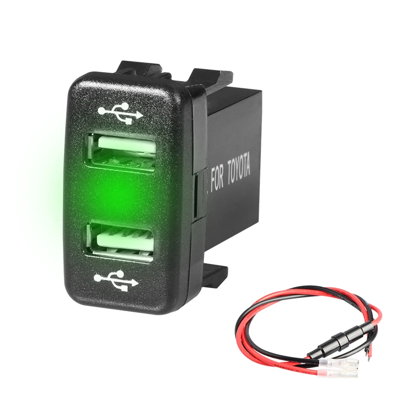 

Двойной USB-разъем внутреннего порта, автомобильная розетка, зарядное устройство, 12-24 В, светодиодные автомобильные аксессуары, адаптер питания для Toyota 2.1A для мобильного телефона