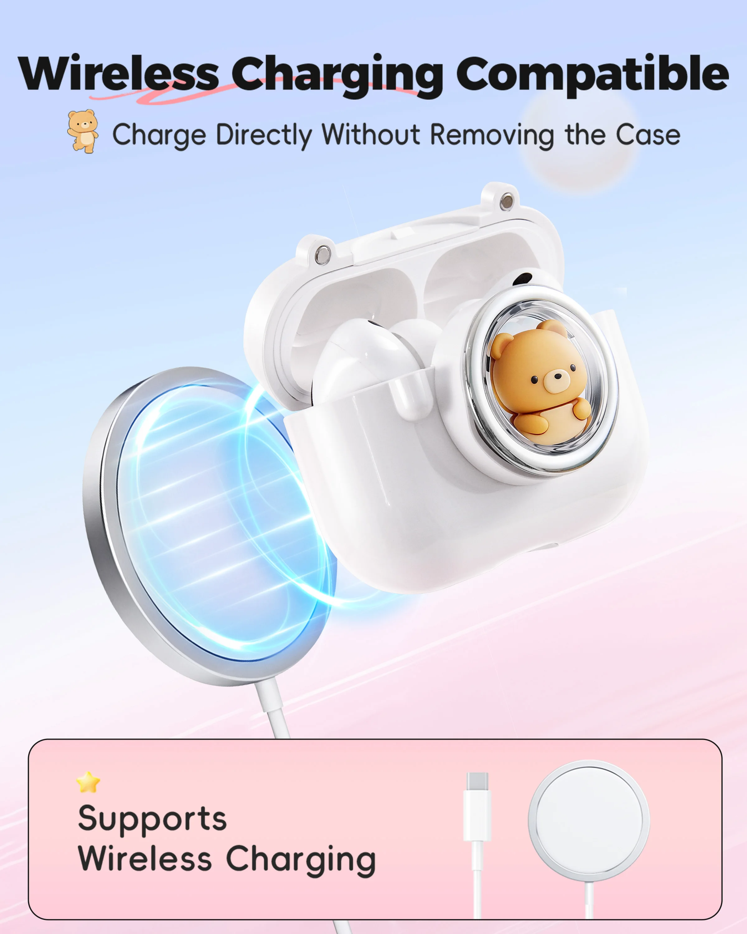Фото Защитный чехол Eary 3D с милым мультяшным дизайном для AirPods Pro 3, с магнитной защелкой, противоударный, из поликарбоната, полностью закрывающий наушники №5