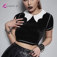 y2k women punk e girl aesthetic alternative crop tops short sleeve tight clothes goth grunge mall gothic casual black t shirts