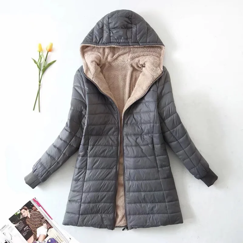 Autumn Women Jacket Parka Long Coat Hooded Slim Plush Warm Outerwear Winter Clothes Women's Down Coats Female Clothing