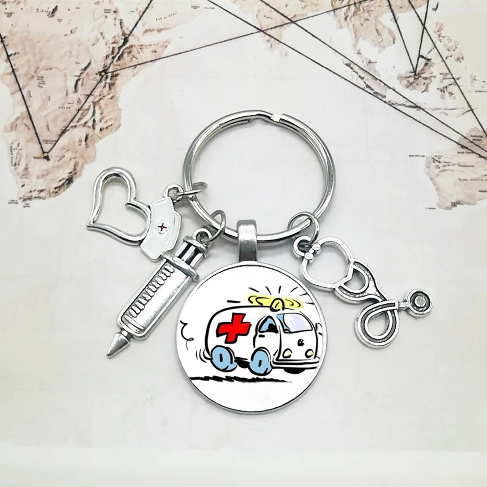 Новинка 2022 кольцо для ключей скорой помощи со стеклянным куполом